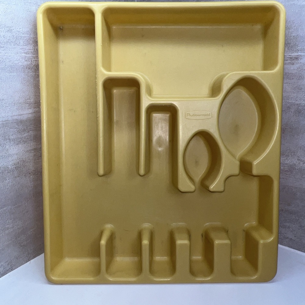 VTG Rubbermaid Gold Yellow Utensil Flatware Silverware Drawer Organizer